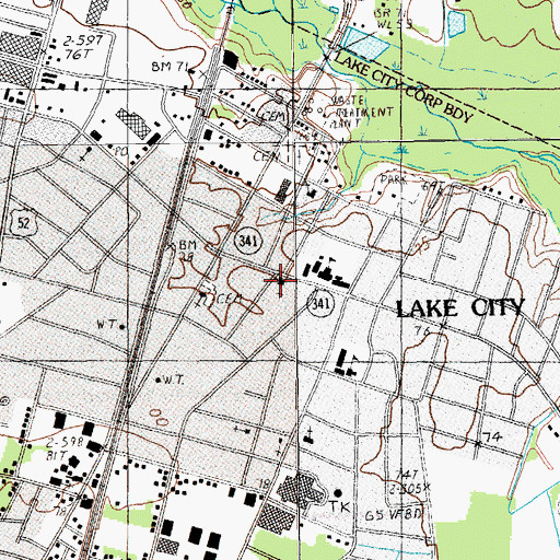 Topographic Map of Lake City Presbyterian Cemetery, SC
