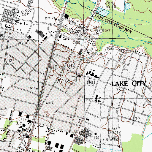 Topographic Map of Lake City Public Library, SC