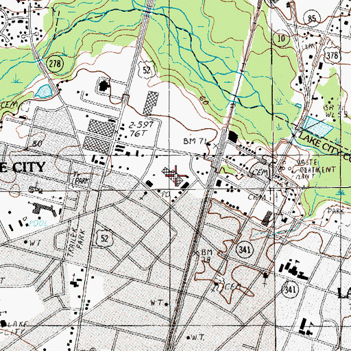 Topographic Map of Lake City Shopping Center, SC