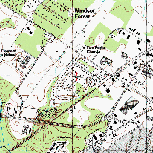 Topographic Map of Lakewood, SC
