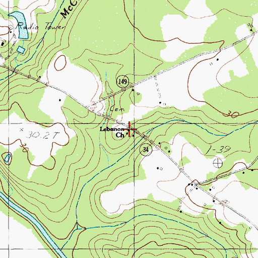 Topographic Map of Lebanon Church, SC