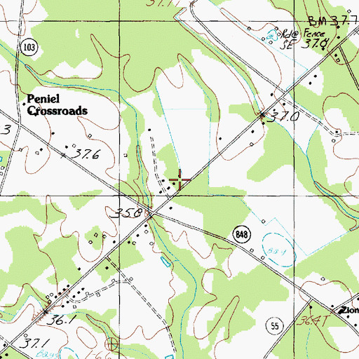 Topographic Map of Long Branch School (historical), SC