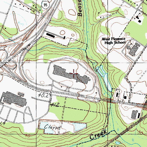 Topographic Map of Magnolia Mall Shopping Center, SC