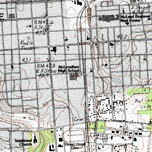 Topographic Map of McLenalhan High School, SC