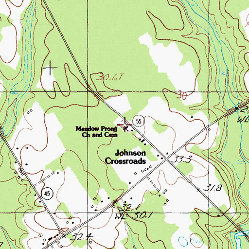 Topographic Map of Meadow Prong Cemetery, SC