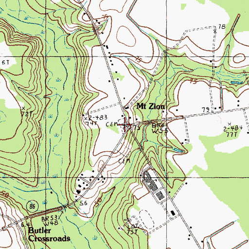 Topographic Map of Mount Zion Cemetery, SC
