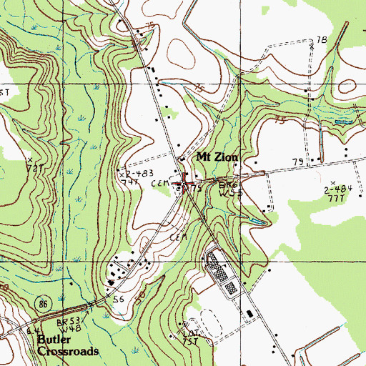 Topographic Map of Mount Zion Church, SC