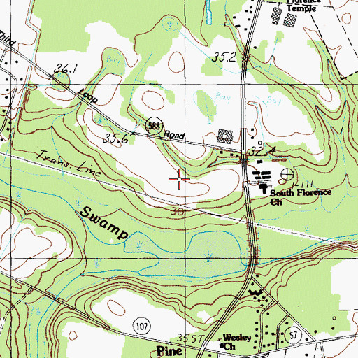 Topographic Map of Muldrows Mill, SC