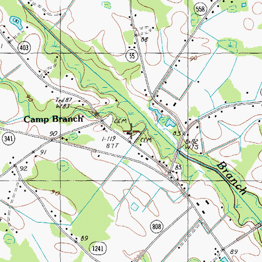 Topographic Map of Camp Branch Pentecostal Holiness Church, SC
