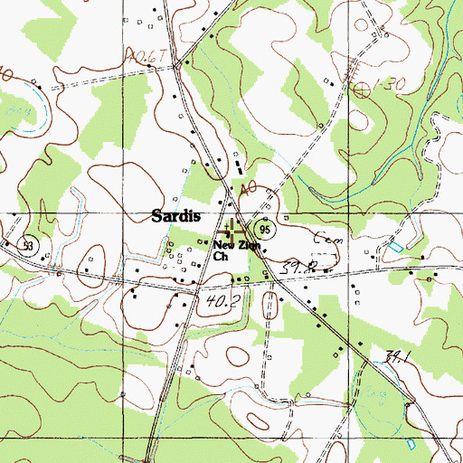 Topographic Map of New Zion Church, SC