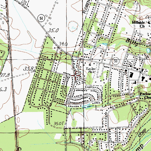 Topographic Map of Nob Hill, SC