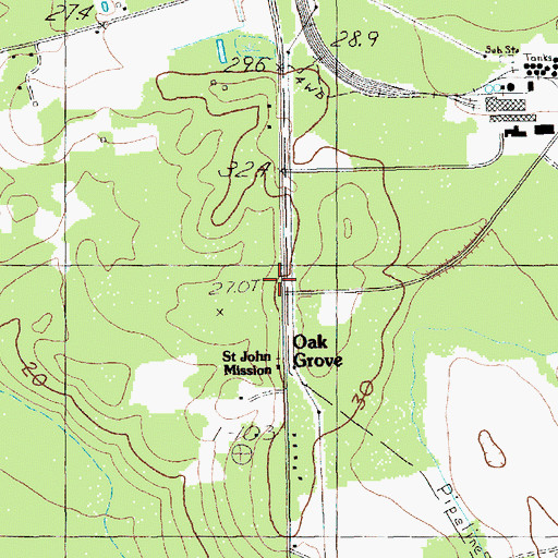 Topographic Map of Oak Grove School (historical), SC