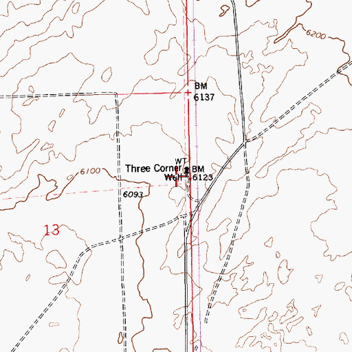 Topographic Map of Three Corner Well, AZ