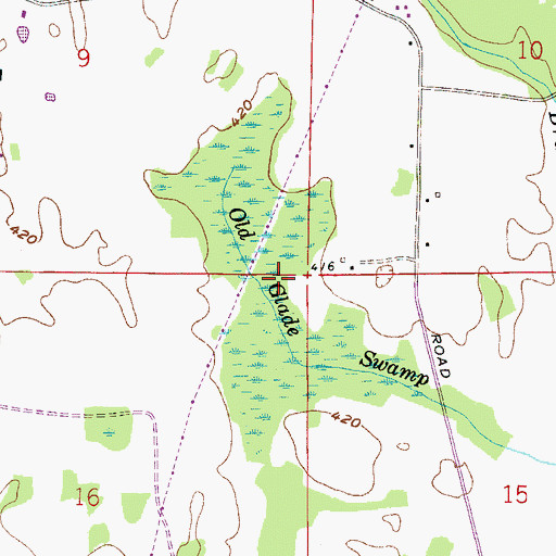 Topographic Map of Old Glade Swamp, AL
