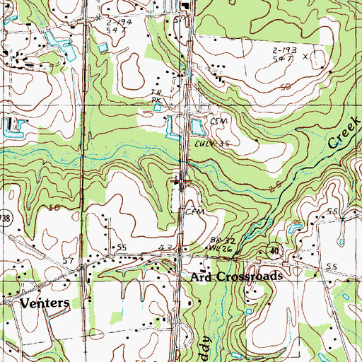 Topographic Map of Old Johnsonville Methodist Church, SC