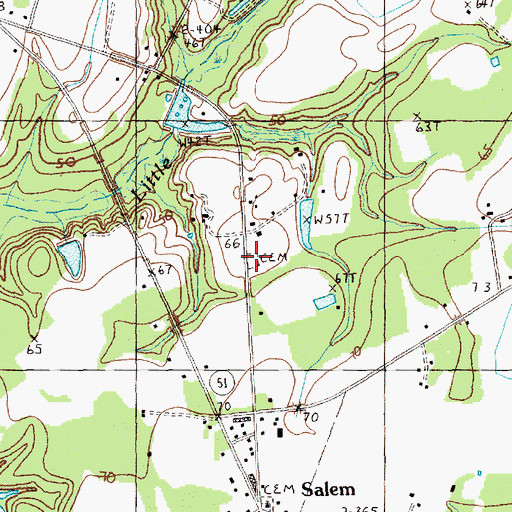 Topographic Map of Old Salem Cemetery, SC
