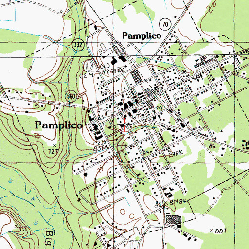 Topographic Map of Pamplico United Methodist Church, SC
