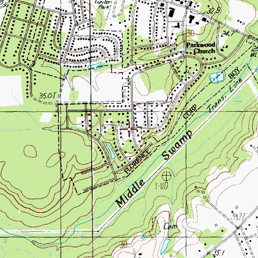 Topographic Map of Parkwood, SC