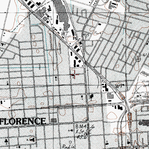 Topographic Map of Peaceful Baptist Church, SC