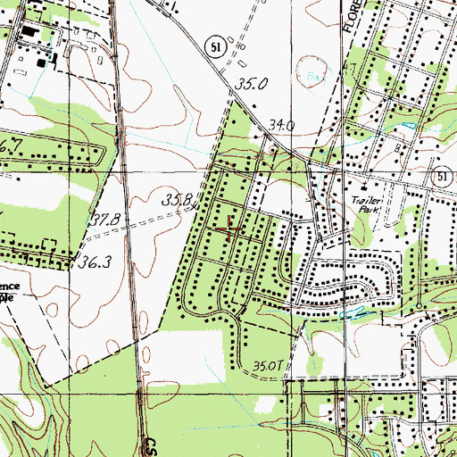 Topographic Map of Pine Forest Plantation, SC