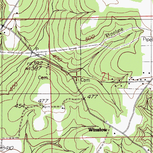 Topographic Map of Old Harmony Cemetery, AL