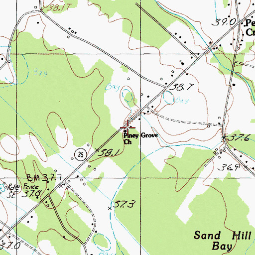 Topographic Map of Piney Grove Church, SC
