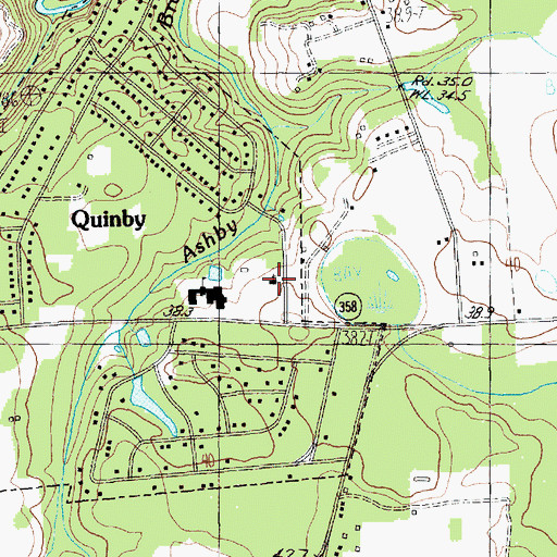 Topographic Map of Quinby United Methodist Church, SC