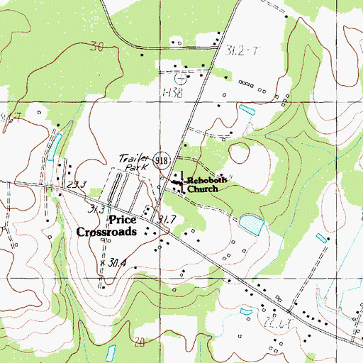 Topographic Map of Rehoboth Church, SC