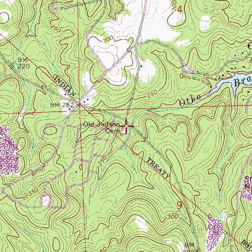 Topographic Map of Old Judson Cemetery, AL