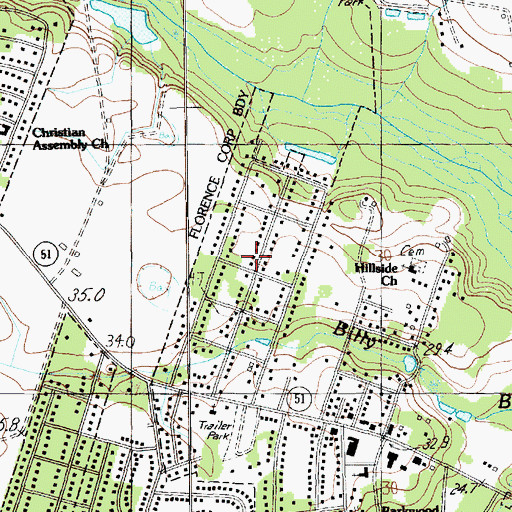 Topographic Map of Rosemont, SC