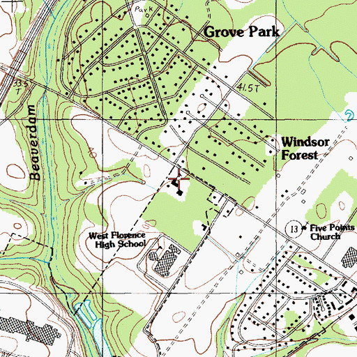 Topographic Map of Saint Anthonys School, SC