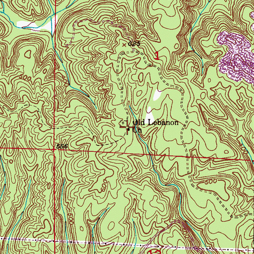Topographic Map of Old Lebanon Church, AL