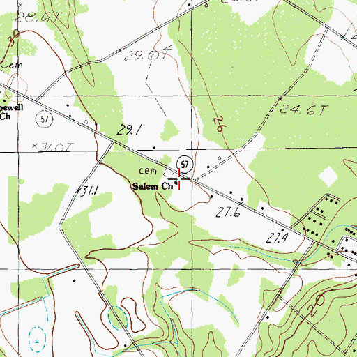 Topographic Map of Salem Church, SC