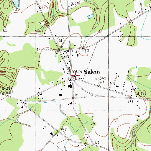 Topographic Map of Salem Methodist Church, SC