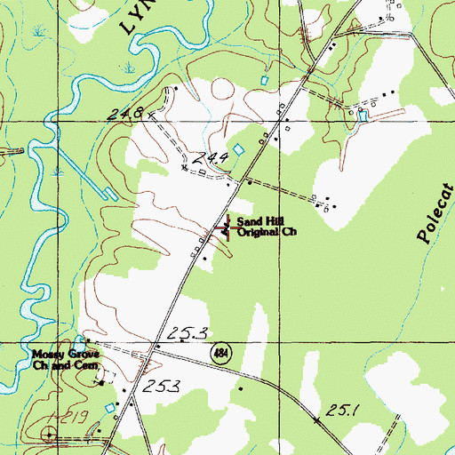 Topographic Map of Sand Hill Original Church, SC