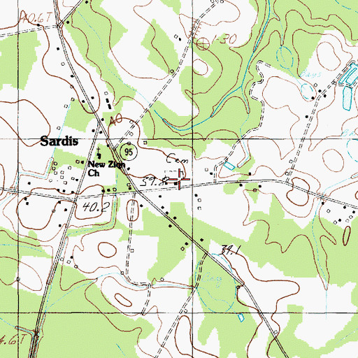 Topographic Map of Sardis Baptist Church, SC