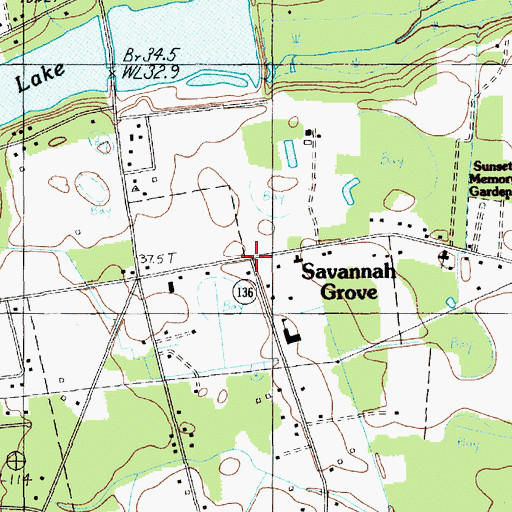 Topographic Map of Savannah Grove, SC