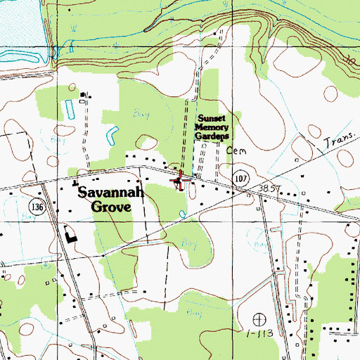 Topographic Map of Savannah Grove Baptist Church, SC