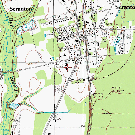 Topographic Map of Scranton Elementary School, SC