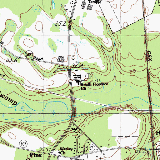 Topographic Map of South Florence Church, SC