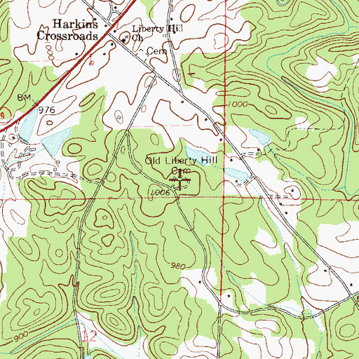 Topographic Map of Old Liberty Hill Cemetery, AL