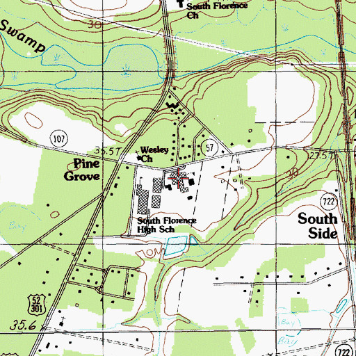 Topographic Map of Southside Middle School, SC