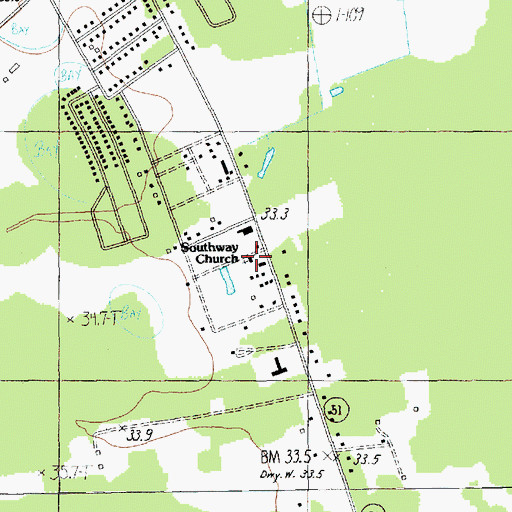 Topographic Map of Southway Church, SC