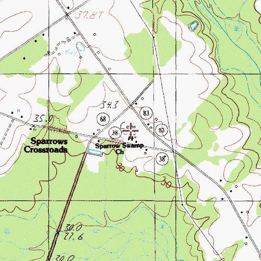Topographic Map of Sparrow Swamp Cemetery, SC
