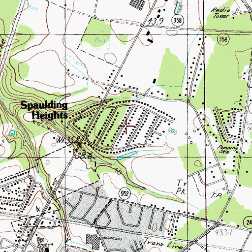 Topographic Map of Spaulding Heights, SC