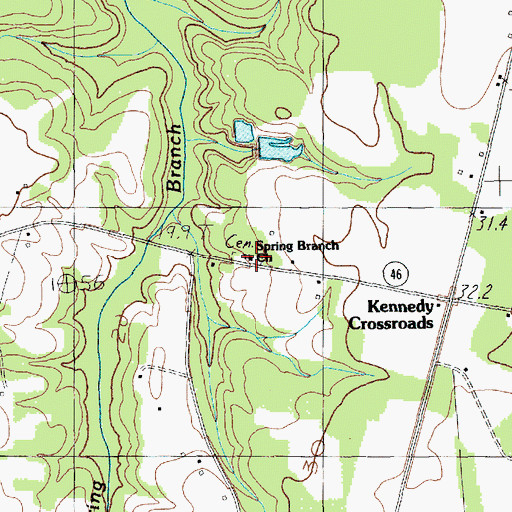 Topographic Map of Spring Branch Church, SC