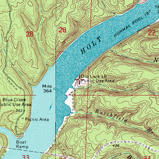 Topographic Map of Old Lock 16 Public Use Area, AL