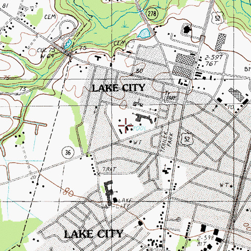 Topographic Map of Ward Memorial Stadium, SC