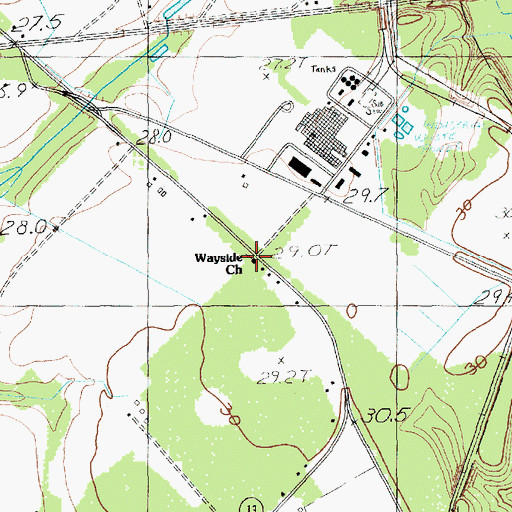 Topographic Map of Wayside Church, SC