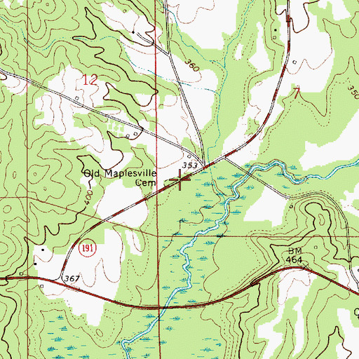 Topographic Map of Old Maplesville Cemetery, AL